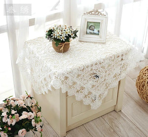 European elegant white design tablecloth cover air conditioner / refrigerator multi-purpose napkin hollowed out sofa cover towel