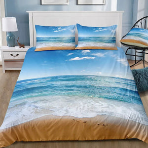 Dream NS Modern Nature Bedding Set 3D Digital Printing Beach Coconut Grove Summer Bedroom Quilt Cover Pillowcase Bedding Kit