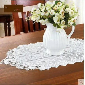 Lace Table Cloth  European Minimalist Table Runner White Coffee Household Delicate  Table Flag