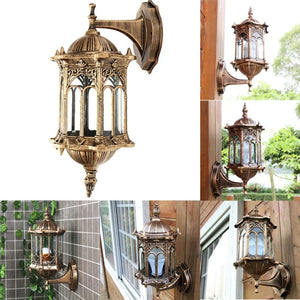 Antique Exterior Wall Light Fixture Aluminum Glass Lantern Outdoor Garden Lamp