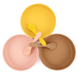 100%Food Safe Approve Silicone Children's Tableware Fashionable Round Food Plates Waterproof Training Bowl Baby Accessories