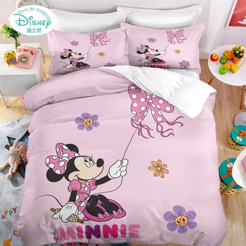 Disney Cartoon Duvet Cover Sets Mickey Minnie Mouse Quilt Cover Pillow Case Digital Printed Bedding Set Boy Girl Gift