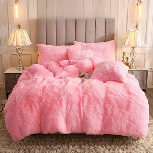 Fluffy Comforter Cover Bed Set Faux Fur Fuzzy Duvet Cover Set Luxury Ultra Soft Plush Shaggy Duvet Cover 3 Pieces