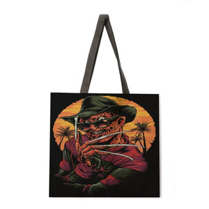 Halloween theme linen shopping bag ladies shoulder bag foldable shopping bag beach tote bag handbag