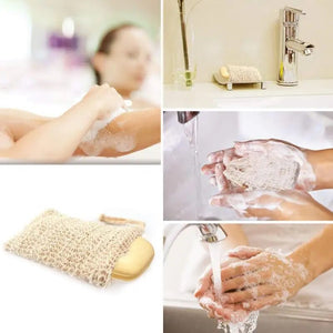 1PC Exfoliating Soap Bag Massage Handbag Bathing Horny Anti-Slip Sleeve Natural Cotton and Linen Bathroom Products Foamed Net