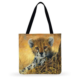 Outdoor Beach Tote Nordic Animal Painting Print Bag Foldable Shopping Bag Women Casual Tote Ladies Shoulder Bag Women Handbags