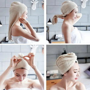 Micro Fiber Hair Towel Hair Drying Towels Quick Magic Dry Hat Cap Twist Head Towel with Button SAL99