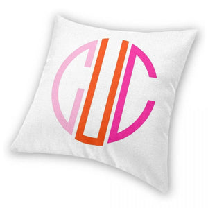 Preppy Monogram Pink Orange CUC Square Pillowcase Polyester Linen Velvet Printed Zip Decor Room Cushion Cover