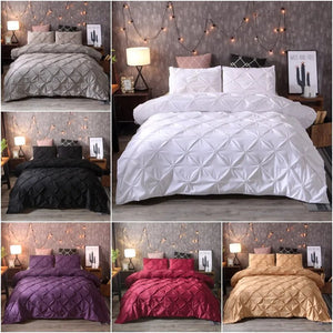 Luxury Bedding Set Pinch Pleat Comforter Bed Sets Home Textile Bed Linen High Quality  Bedspreads black White King Duvet Cover