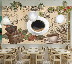 Papel de parede Dining Gourmet Coffee Shop Blackboard Restaurant Hotel 3d wallpaper,beer house kitchen mural