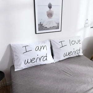 1 Pair 2pcs Simple White Pillowcase 50X75CM Queen King Bedding Pillow Case Creative Letters Paints Lovely 18 Patterns Pillowcase