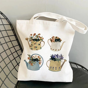 Canvas Tote Bag Shopper Bag Women Designer Handbags 2021 Girl Fashion Casual Large Capacity Cute Bee Printing Shoulder Bags