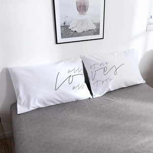 1 Pair 2pcs Simple White Pillowcase 50X75CM Queen King Bedding Pillow Case Creative Letters Paints Lovely 18 Patterns Pillowcase