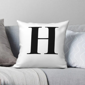 Letter H Monogram Initial Square Pillowcase Polyester Linen Velvet Pattern Zip Decor Throw Pillow Case Home Cushion Cover