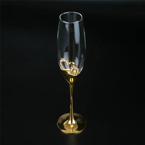 200ml Crystal Champagne Glasses Couple Wedding Gift Party Glass Crystal Glasses Bar Supplies Stemware Golden Wine Glasses Set