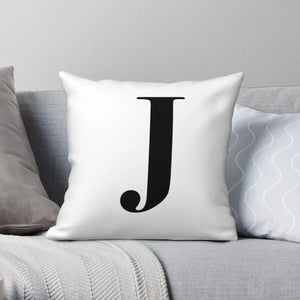 Letter J Monogram Initial Pillowcase Polyester Linen Velvet Zip Decor Room Cushion Cover Wholesale