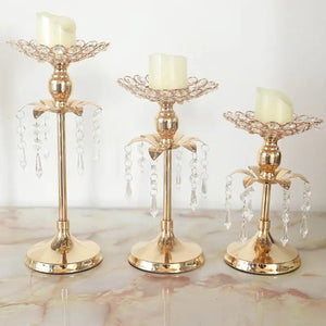 PEANDIM Gold Crystal Candle Holder Wedding Decoration Table Centerpieces Candelabra Birthday Party Flower Vase Holder Home Decor