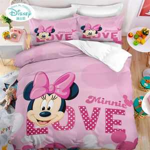 Disney Cartoon Duvet Cover Sets Mickey Minnie Mouse Quilt Cover Pillow Case Digital Printed Bedding Set Boy Girl Gift