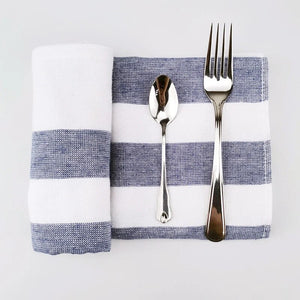 1Pcs Pure Cotton Napkin Blue Grey Striped Tea Towel Hotel Tablecloth Dining Room Kitchen Gourmet Desk Cloth Home Textile Thing