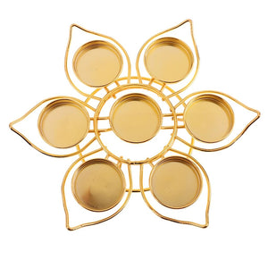 Classic Gold Alloy Lotus Flower Buddha Lamp Holder Candle Holders Decor Gift Lotus Ghee Lamp Holder Golden Cup Candle Holders