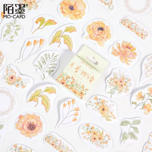 46pcs Birthday Gift Wedding Party Decoration Scrapbook Adhesive Diary Album Plant Flower Hand Account Planning Boxed Stickers