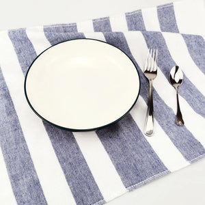 1Pcs Pure Cotton Napkin Blue Grey Striped Tea Towel Hotel Tablecloth Dining Room Kitchen Gourmet Desk Cloth Home Textile Thing