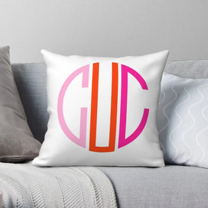 Preppy Monogram Pink Orange CUC Square Pillowcase Polyester Linen Velvet Printed Zip Decor Room Cushion Cover