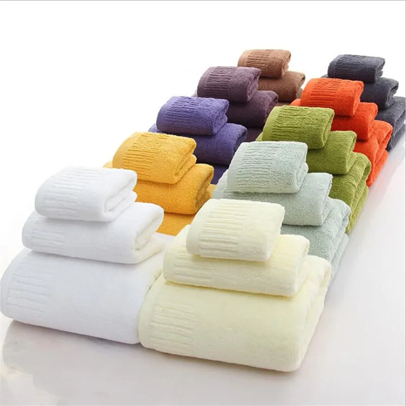 10 Colors 3 Pieces Bath Towels Thick Cotton Towel Set Face Towels Bath Towel For Adults Washcloths High Absorbent bathroom towel