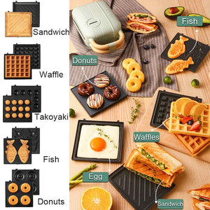 Mini Sandwich Machine Breakfast Maker Multi Cookers Toasters Electric Ovens Hot Plates Bread Pancake Waffle Donuts