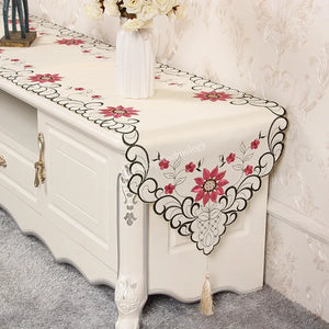 Table Runner For Dining Table Runners Wedding Polyester Table Flag Europe Embroidered Dresser Table Cover Flower Shoe Dust Cover