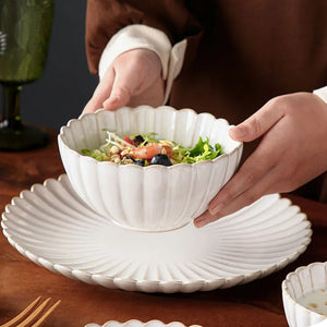 White ceramic tableware Fruit salad dessert plate soup bowl kitchen dish tableware dishes and plates sets  dishes  plate