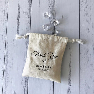 20 Pcs Personalised Cotton Linen Pouch Bags | Wedding Monogram Favor Bags Christening Baby Shower Party Gift Bag | Business Logo