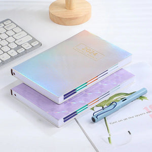 2024 Agenda Book A5 Notebooks Planner Portable Paper Notepad Plans Office Students