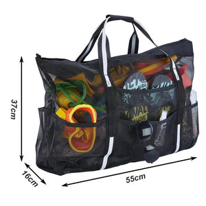 1 Set Beach Bag Mesh Tote Bag with Shoulder Strap Outdoor Traveling Portable Zipper Mesh Handbag for Gym Travel Picnic Groceries