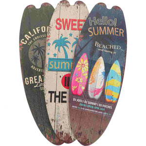 3 Pcs Summer Home Decor Surfboard Decoration Beach Theme Coastal Wall Outdoor Signs Seaside