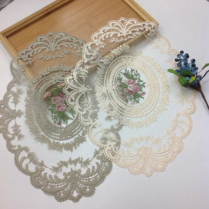 Dining Table Cover Embroidered Table Cloth Elegant Round Lace Tablecloth Coffee Coasters Napkin Party Wedding Decoration