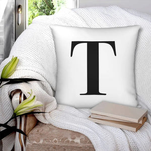 Letter T Monogram Initial Pillowcase Polyester Linen Velvet Printed Zip Decor Bed Cushion Cover Wholesale