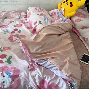 Sanrio Sabanas Hello Kitty Comforter Bedding Accessories Y2k Disney Lotso Sheet Duvet Cover Pillowcase Bed Linens Home 4-piece