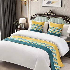 Luxury Chinese Style Bed Runner Embroidery Bed Flag Throw for Hotel Home Wedding Bedding Decoration Bed Tail Towel Pillowcase