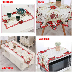 Table Runner Embroidered Table Cloth Elegant Round Lace Tablecloth Coasters Napkin Party Wedding Decor Dinning Table Dust Cover