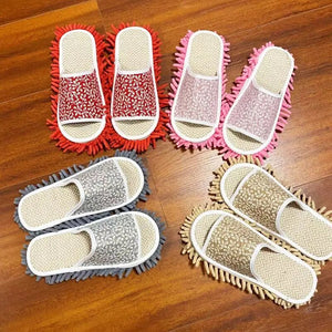 Floor Dust Cleaning Slippers Lazy Clean Floor Slippers Removable Washable Chenille Linen Household Floor Slippers Mopping Shoes