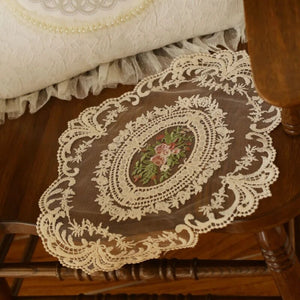 Dinning Table Cover Cup Mat Embroidered Table Cloth Elegant Round Lace Tablecloth Coffee Coaster Napkin Party Wedding Decoration