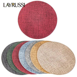 LAYRUSSI Household Table Placemat Baking Gourmet Background Circular Dining Mats PU Leather Coaster Insulated Western Placemat