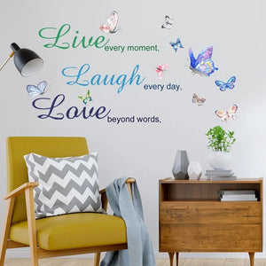 Inspirational English Butterfly Wall Stickers Guest Background Wall Decoration Butterflies Art Decals Living Room Bedroom Decor