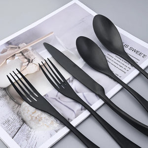 Black Matte 304 Stainless Steel Cutlery Set Mixed Color Knife Set Fork Spoon Cutlery Home Cooking Utensils