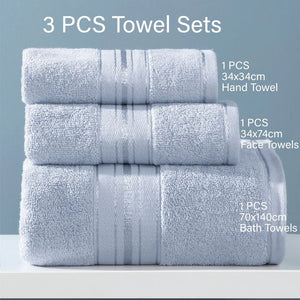 100% Cotton Bath Towel Sets Absorbent Adult Bath Towels Solid Color Soft Friendly Face Hand Shower Towel For Bathroom Washcloth