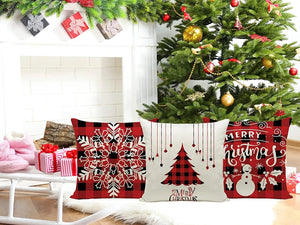 Christmas Decorations Pillow Covers 18x18 Inches Set of 4 Xmas Series Cushion Covers Pillow Custom Zippered Square Pillowcases