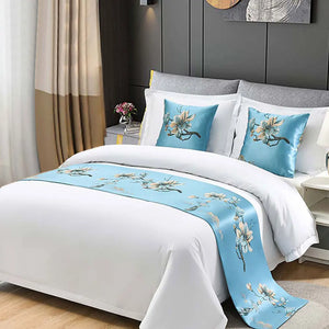 Luxury Chinese Style Bed Runner Embroidery Bed Flag Throw for Hotel Home Wedding Bedding Decoration Bed Tail Towel Pillowcase