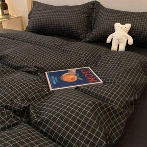 Nordic Grid Duvet Cover Set with Bedsheet Pillowcase 220x240 Quilt 4pcs/3pcs Bedding Fashion Comforter Bed Linen Bedding Set