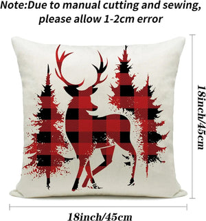 Christmas Decorations Pillow Covers 18x18 Inches Set of 4 Xmas Series Cushion Covers Pillow Custom Zippered Square Pillowcases